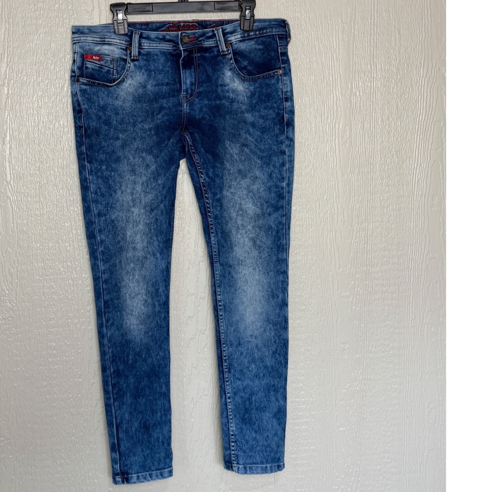 Lee Cooper Alexi Low Waist Skinny Jeans Mens 34 Acid Wash Blue Denim Y2K